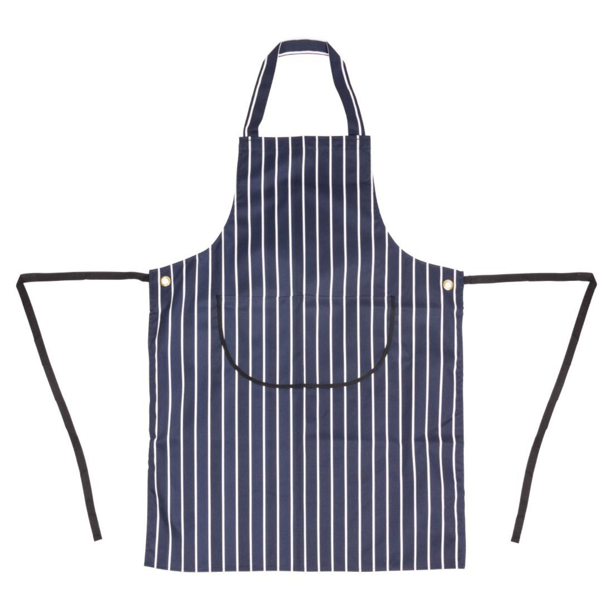Picture of Whites Butchers Apron Navy Stripe with Pocket