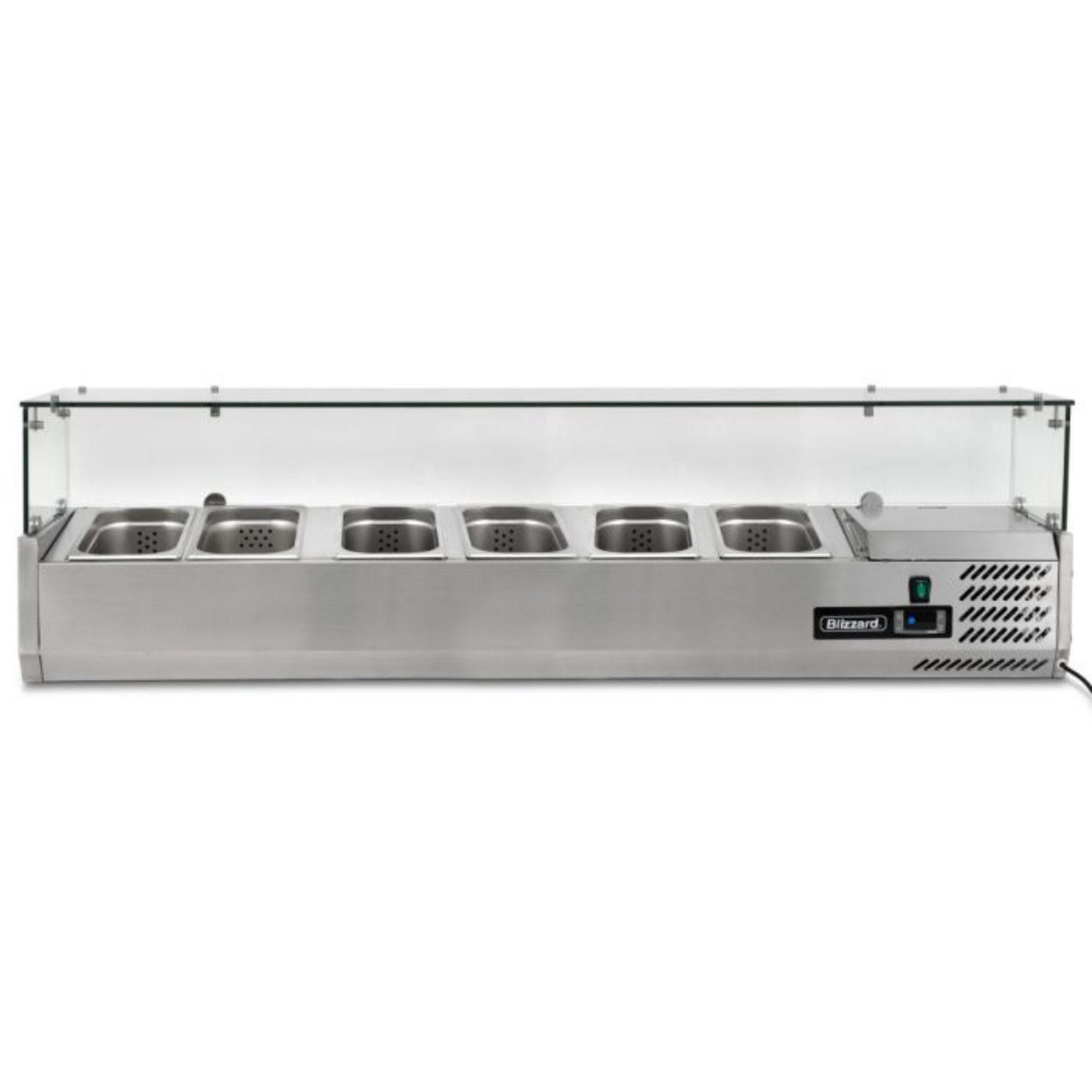Picture of BLIZZARD 1.5m Glass Canopy 1/4 Gastronorm Prep Top TOP1500-14CR