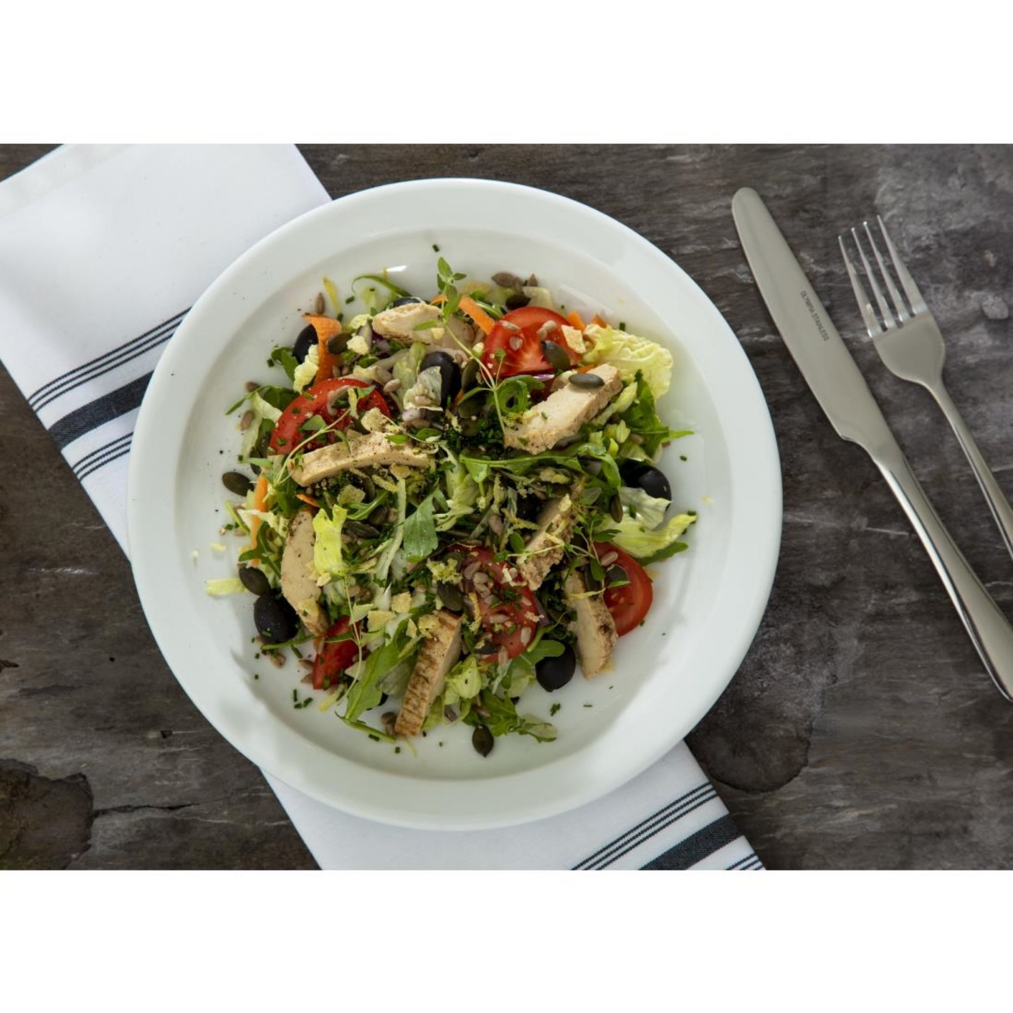 Picture of Olympia Whiteware Narrow Rimmed Plates 250mm (Pack of 12)