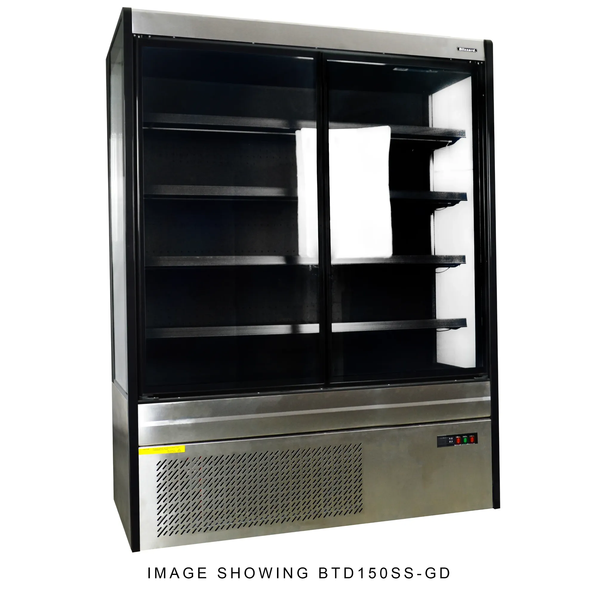 Picture of Blizzard BTD200SS-GD Stainless Steel Tiered Display With Sliding Glass Doors