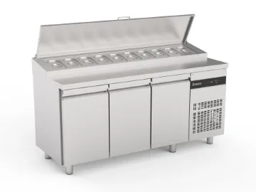 Picture of Inomak ZPZ999 3 Door Prep Counter W/ Raised Collar