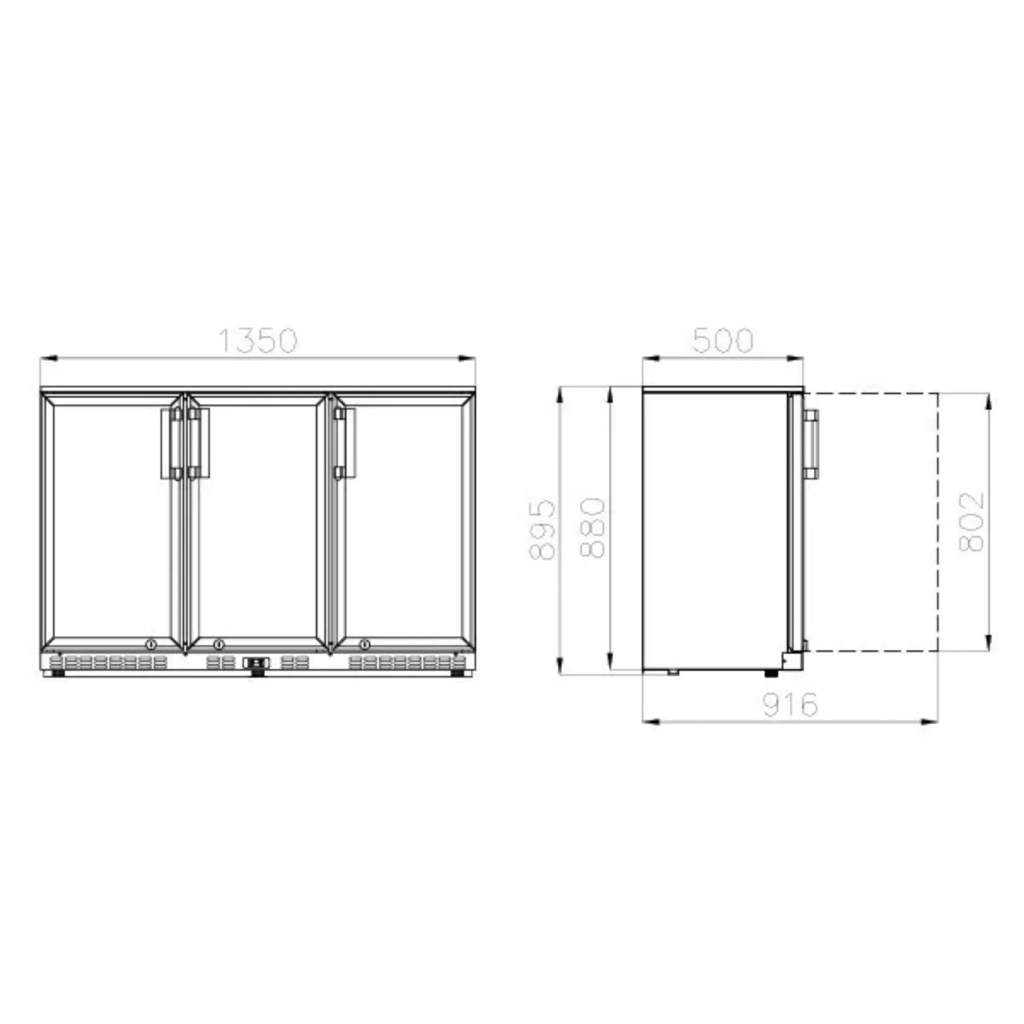 Picture of KOLDBOX Triple Glass Hinged Door Bottle Cooler Black KBC3