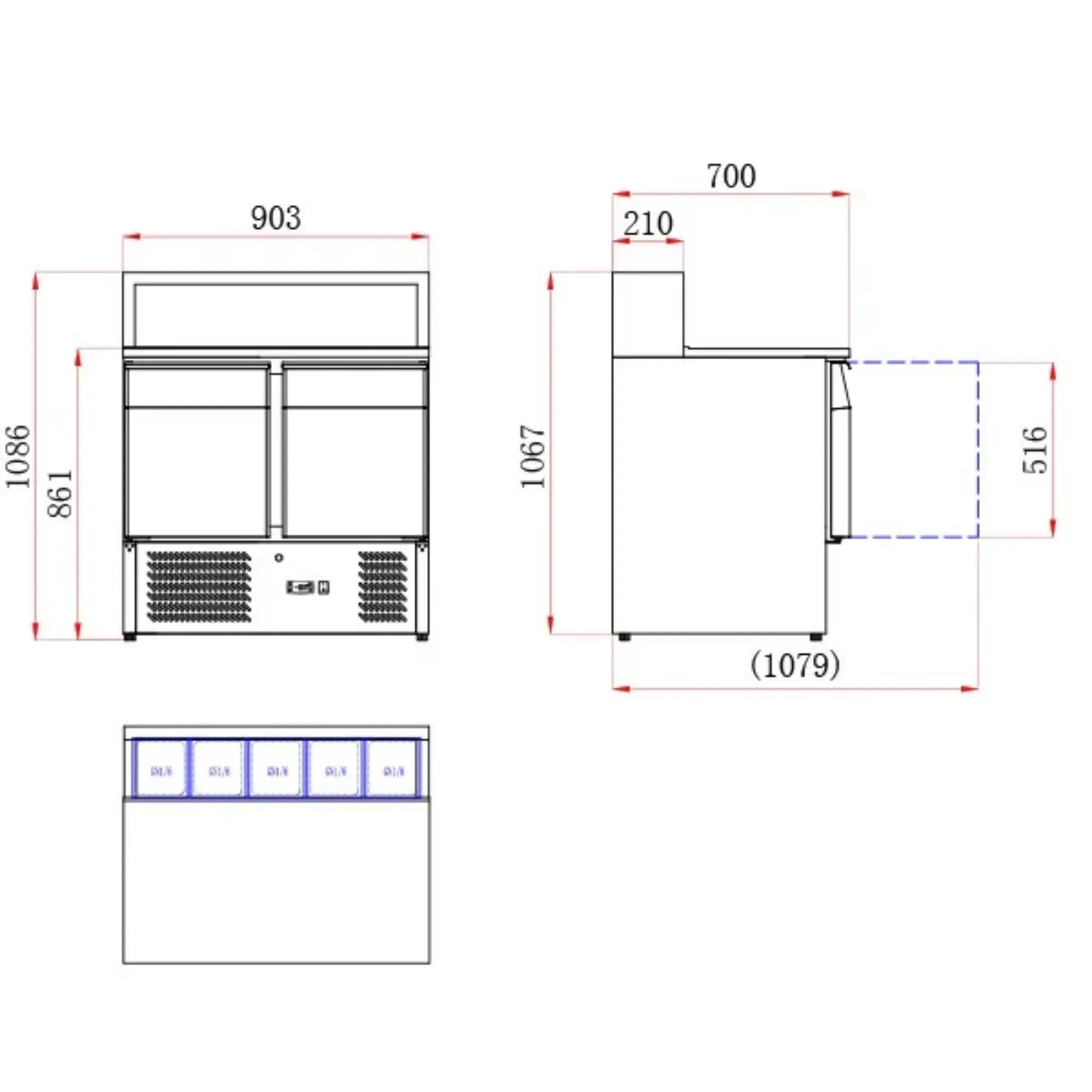 Picture of BLIZZARD Compact Double Door Refrigerated Pizza Prep Counter BCC2PREPGRANITE