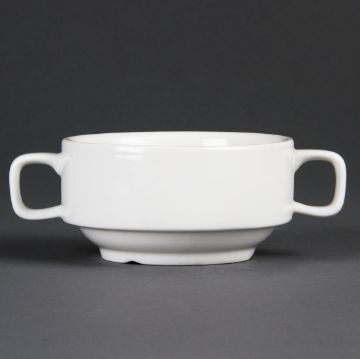 Picture of Olympia Whiteware Soup Bowls With Handles 400ml (Pack of 6)