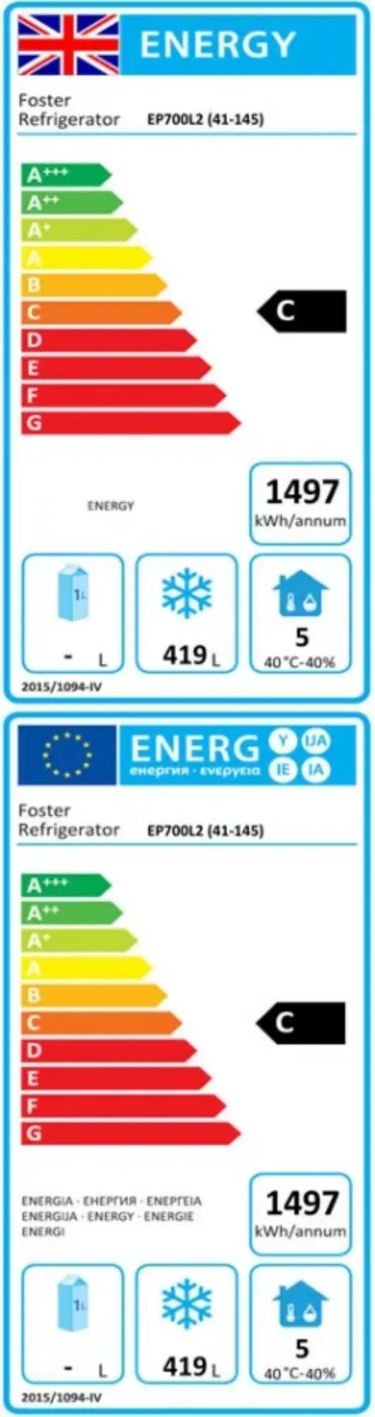 Picture of Foster EP700L2/41-145 Upright Half Door Freezer Cabinet - Standard