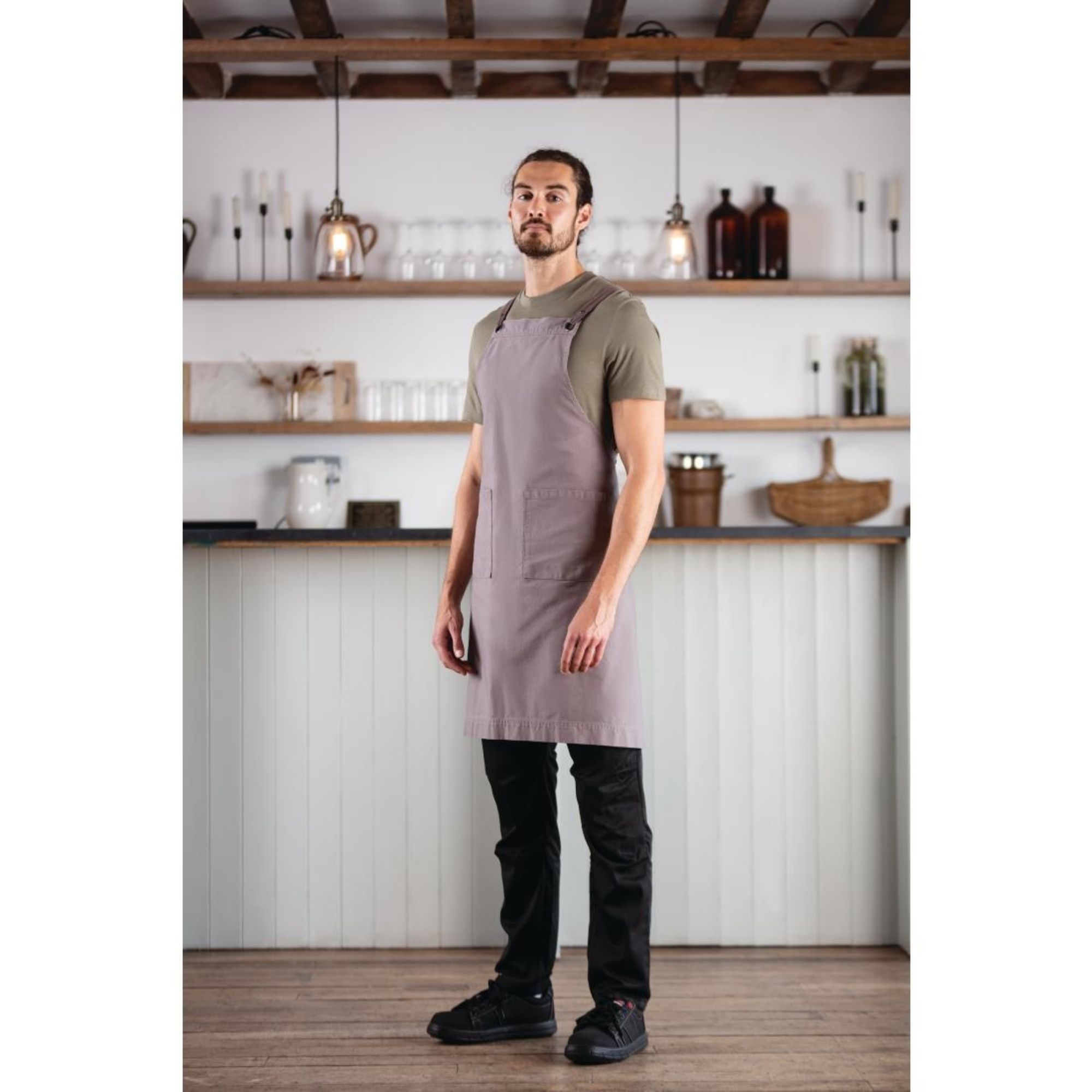 Picture of Southside Cotton Canvas Bib Apron Washed Grey