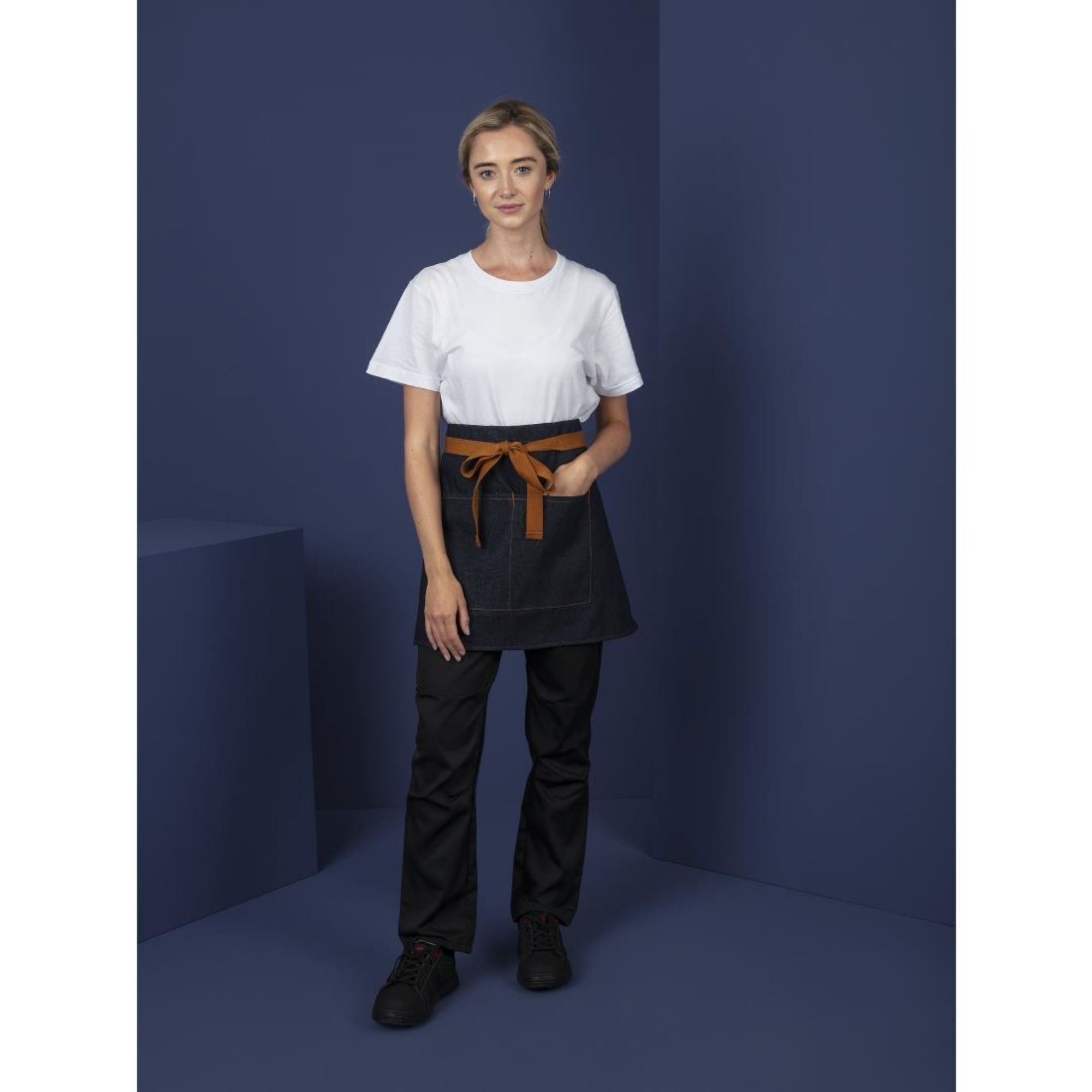 Picture of Southside Waist Apron Denim Blue Tan Ties