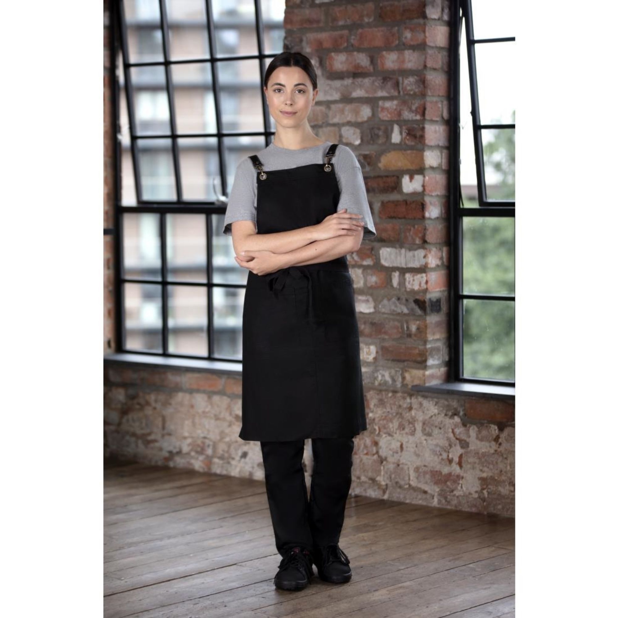 Picture of Southside Linen Blend Bib Apron Black