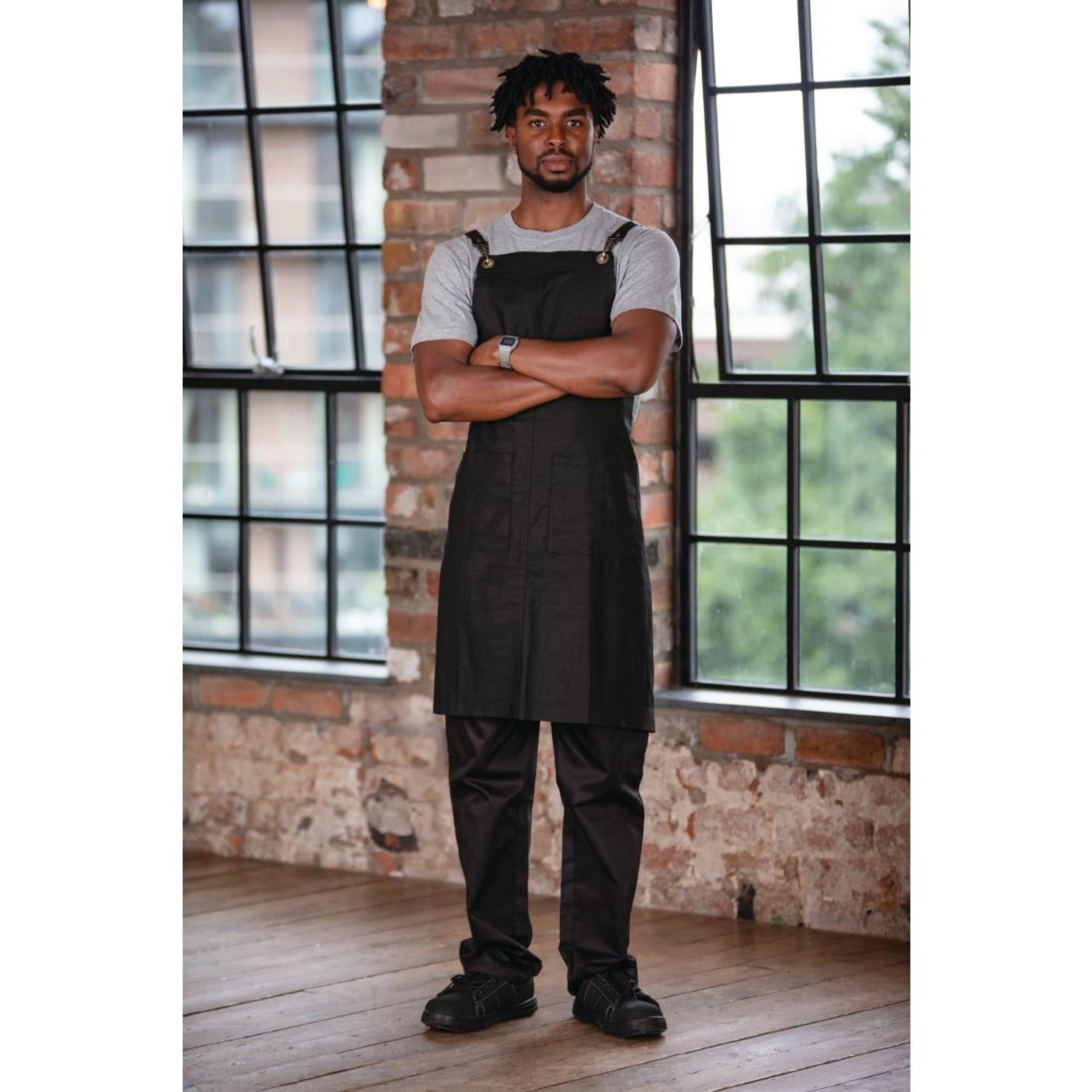 Picture of Southside Linen Blend Bib Apron Black