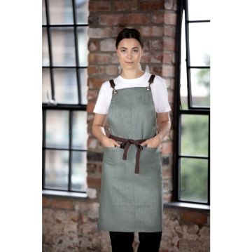 Picture of Southside Linen Blend Bib Apron Forest Green