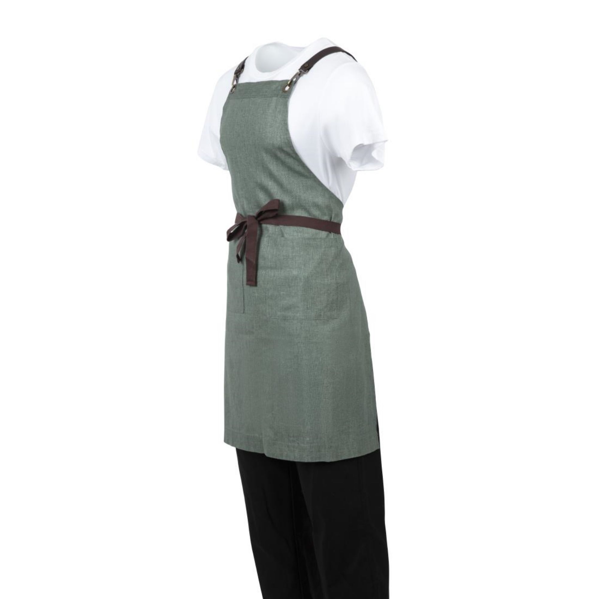 Picture of Southside Linen Blend Bib Apron Forest Green