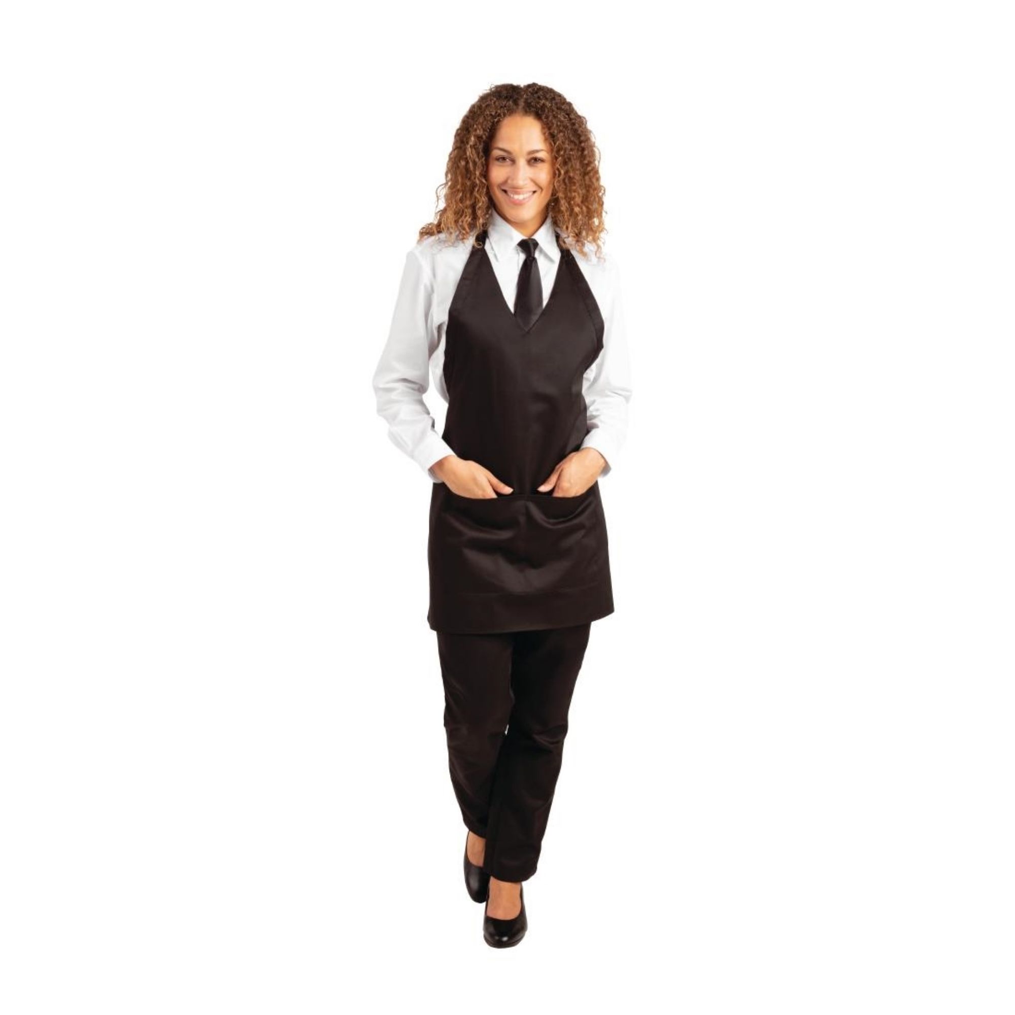 Picture of Whites V Neck Service Apron Black