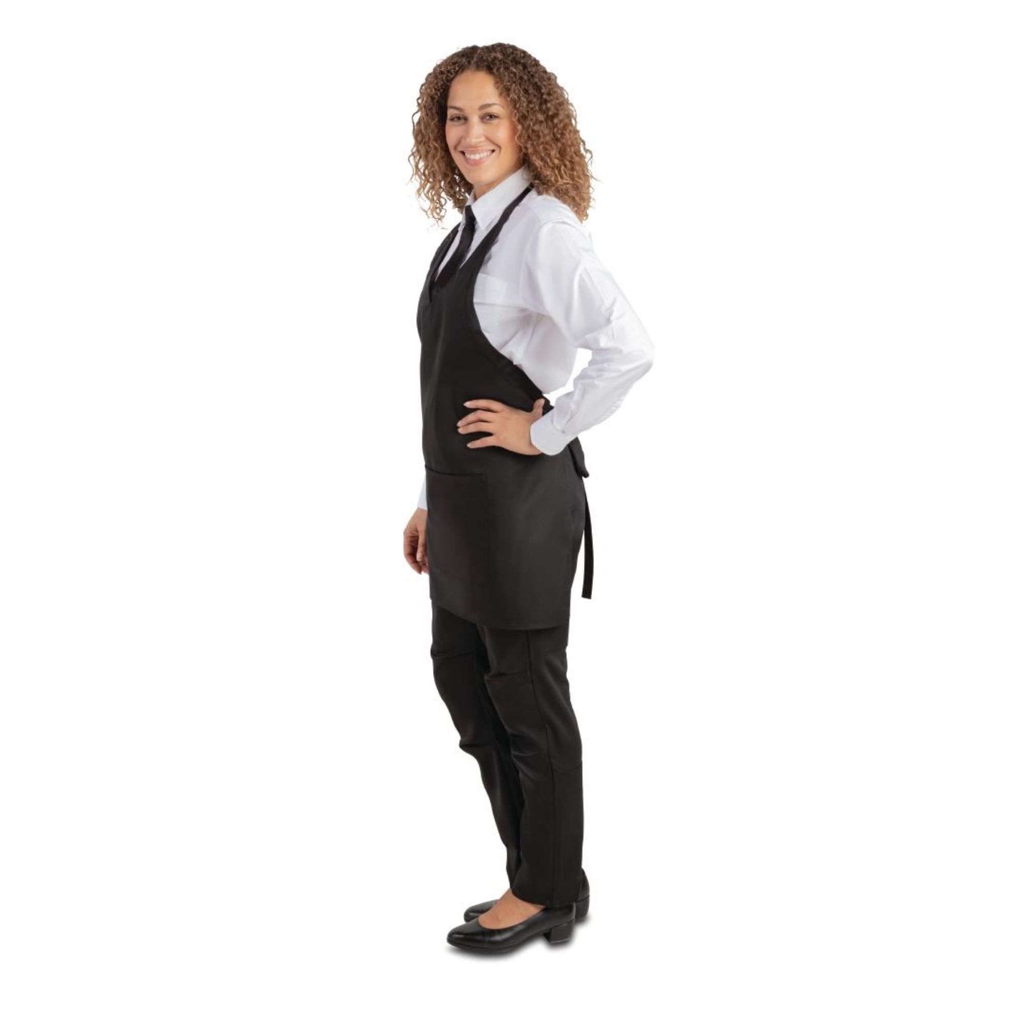 Picture of Whites V Neck Service Apron Black