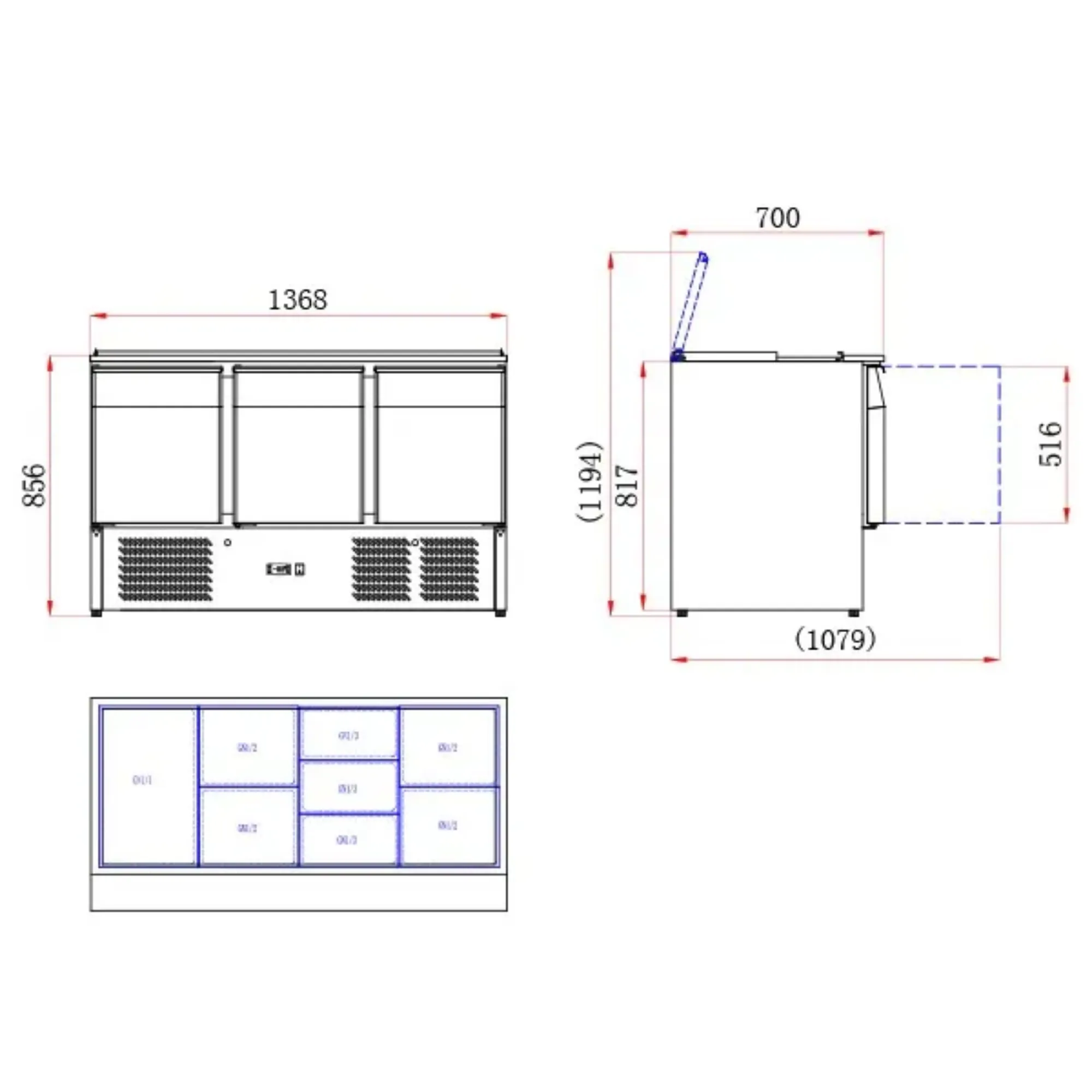 Picture of BLIZZARD Compact Triple Door Refrigerated Saladette BSP3