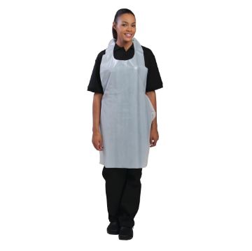 Picture of Disposable Polythene Bib Aprons White (Pack of 100)