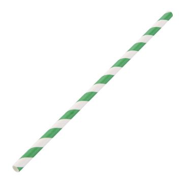 Picture of Fiesta Compostable Paper Straws Green Stripes (Pack of 250)