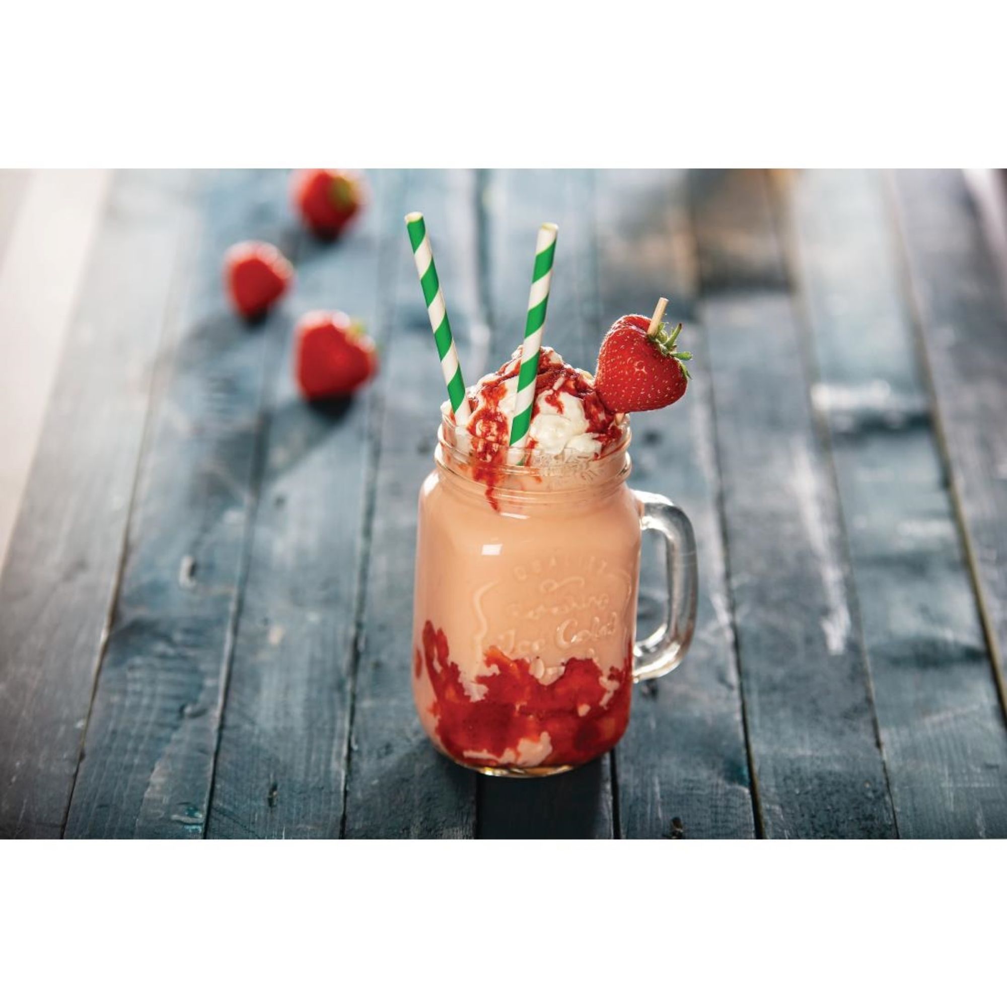 Picture of Fiesta Compostable Paper Straws Green Stripes (Pack of 250)