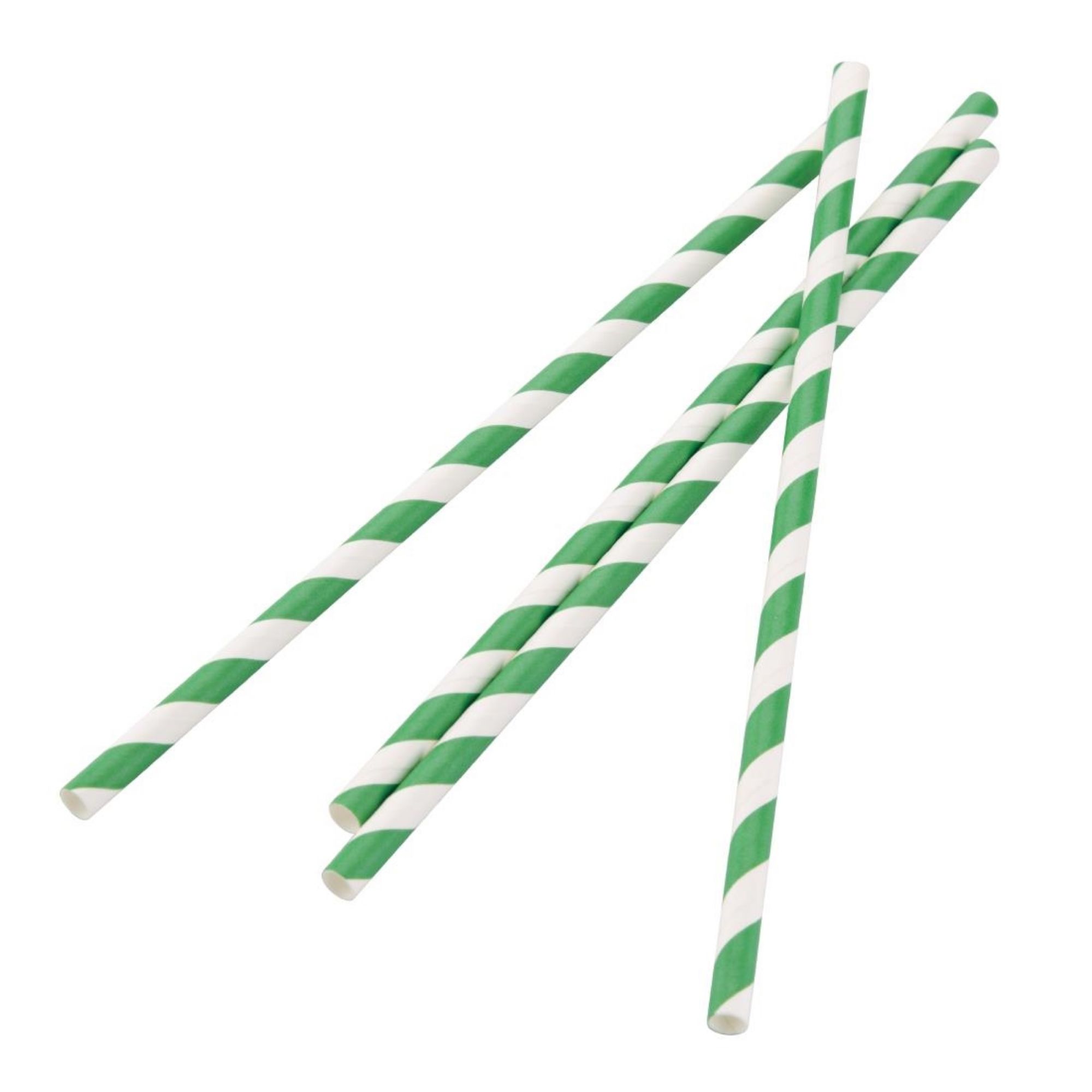 Picture of Fiesta Compostable Paper Straws Green Stripes (Pack of 250)