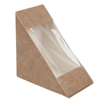 Picture of Colpac Recyclable Kraft Front-Loading Sandwich Wedges With PLA Window (Pack of 500)
