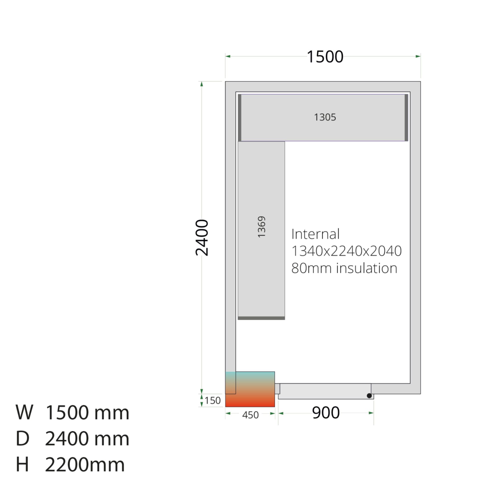Picture of Tefcold CRPF1524 Coldroom (Cooling) H2200 x W1500 x D2400