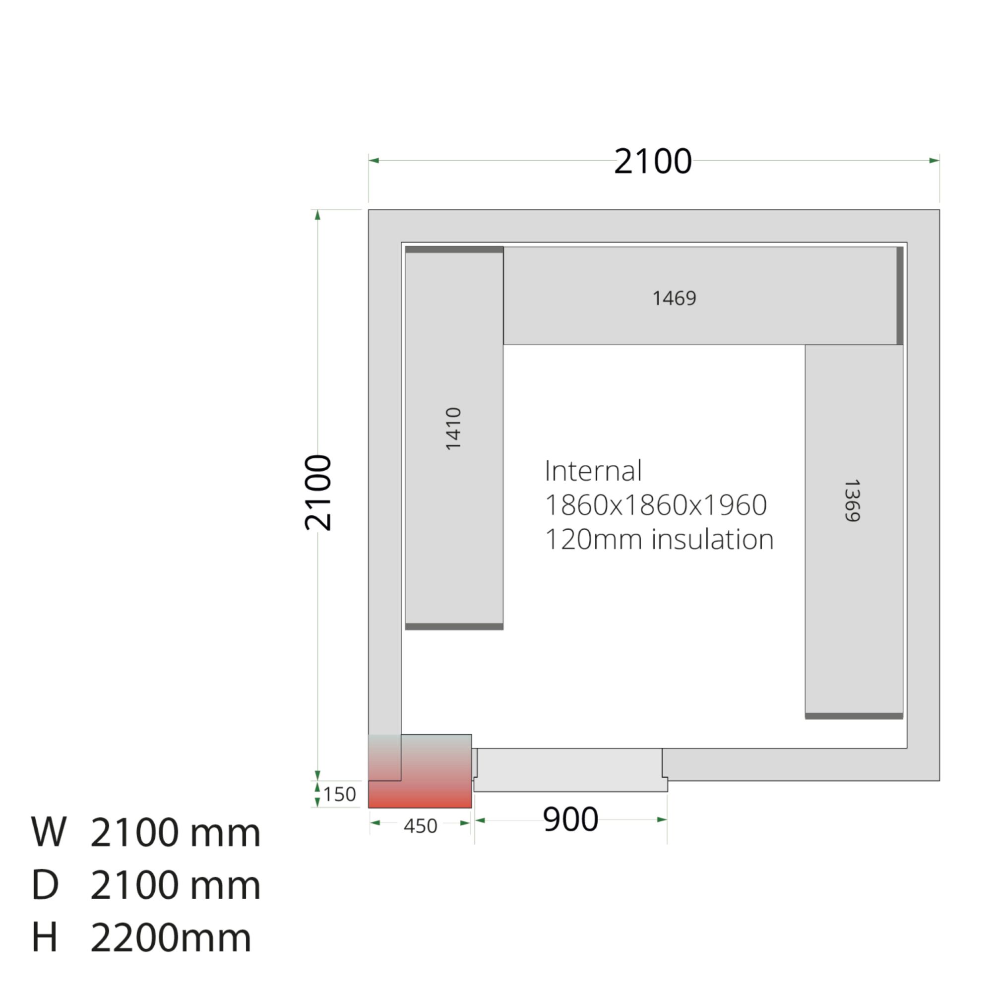Picture of Tefcold CRNF2121 Freezer Room (Freezing) H2200 x W2100 x D2100