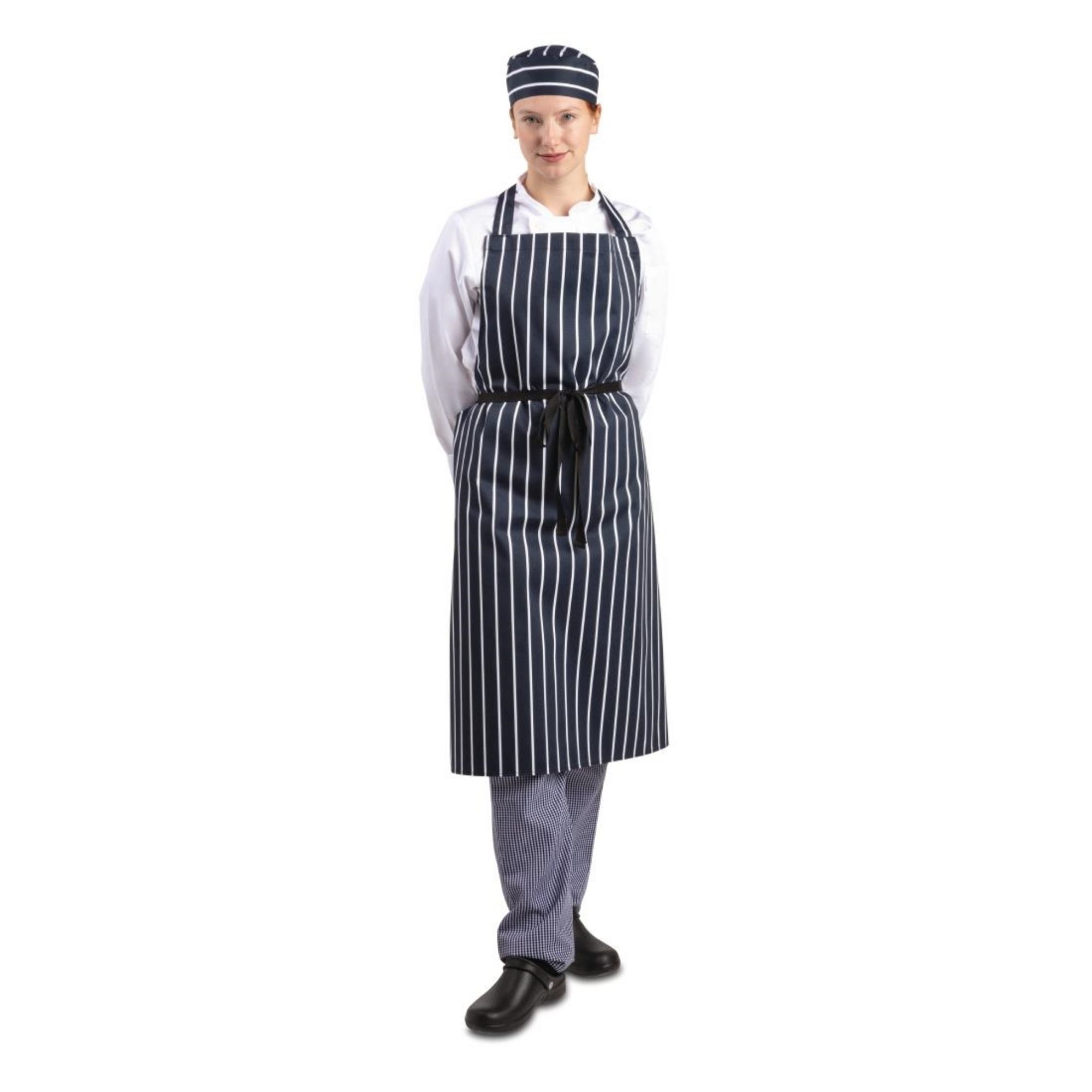 Picture of Whites Butchers Apron Navy Stripe Extra Large