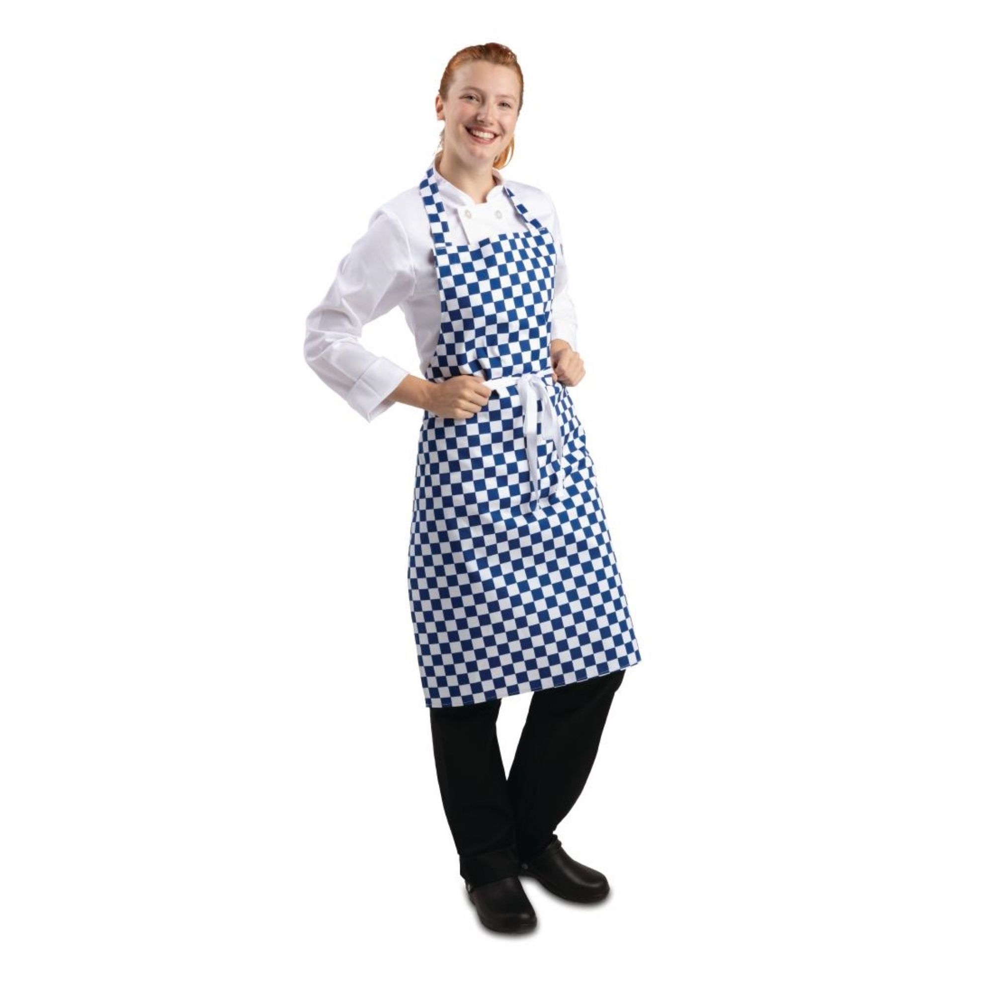 Picture of Whites Bib Apron Blue And White Check