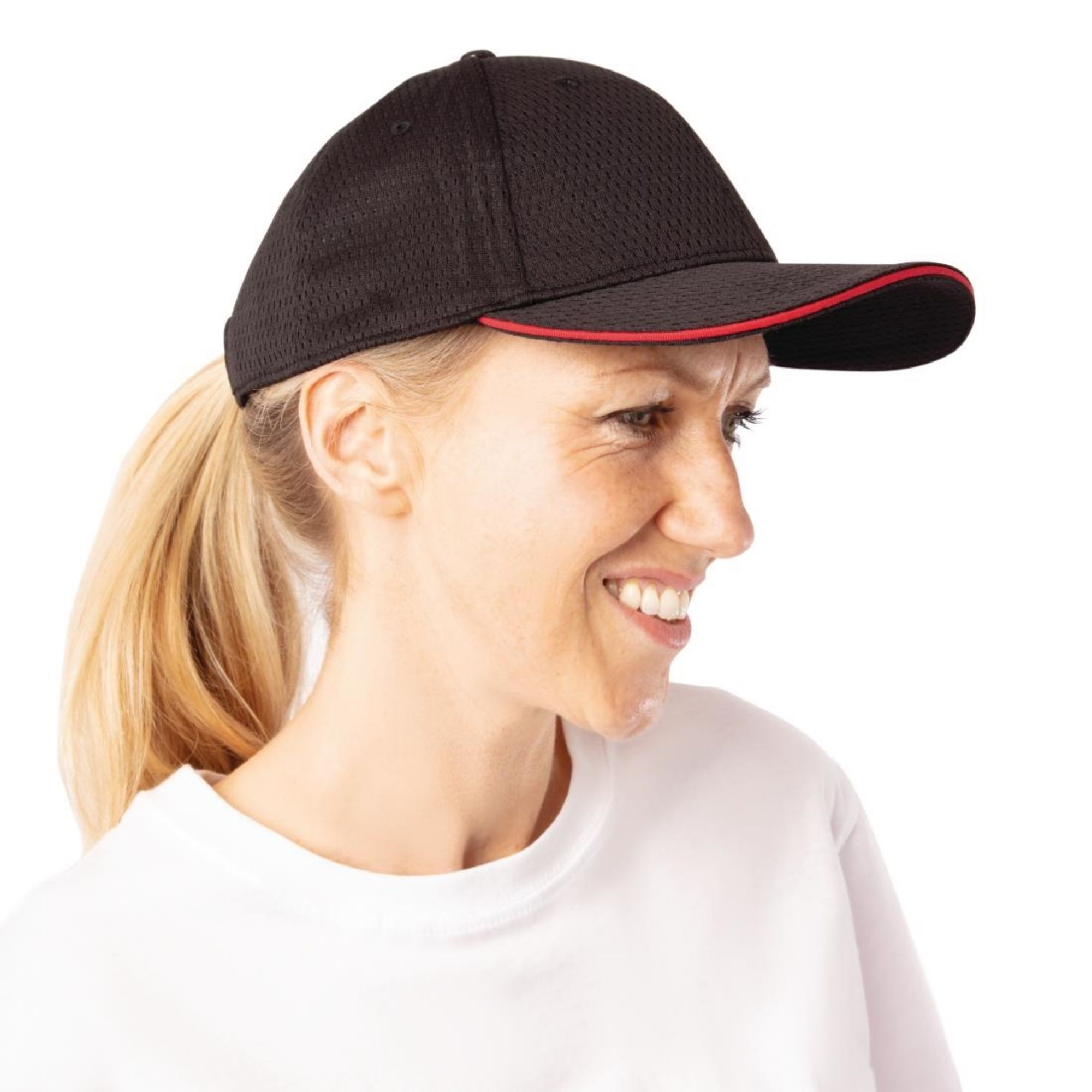 Picture of Chef Works Cool Vent Baseball Cap Black with Red