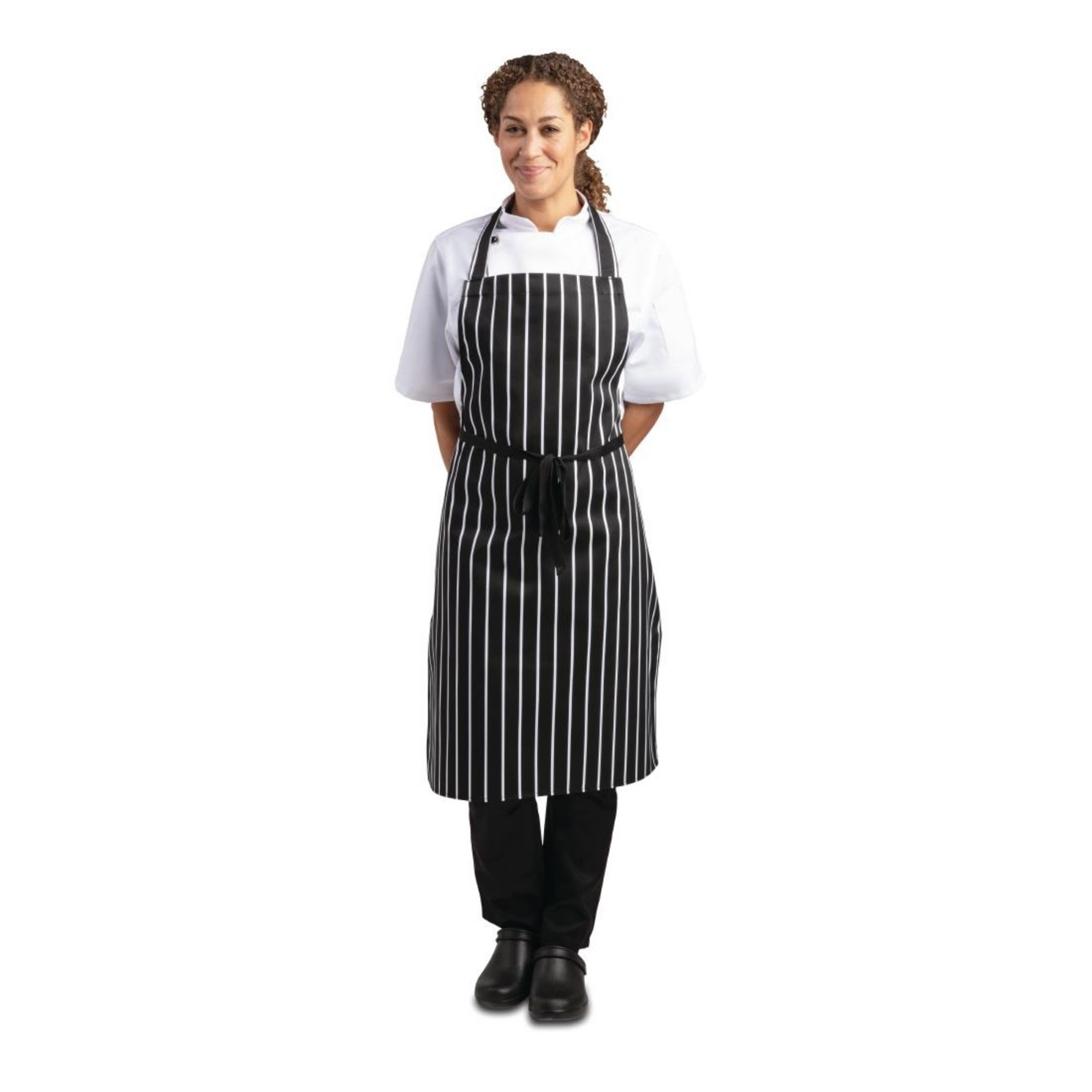 Picture of Whites Bib Apron Butchers Stripe Black