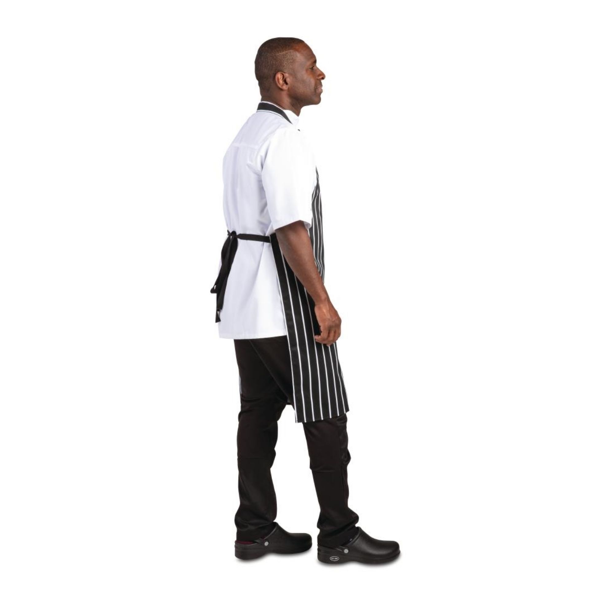 Picture of Whites Bib Apron Butchers Stripe Black