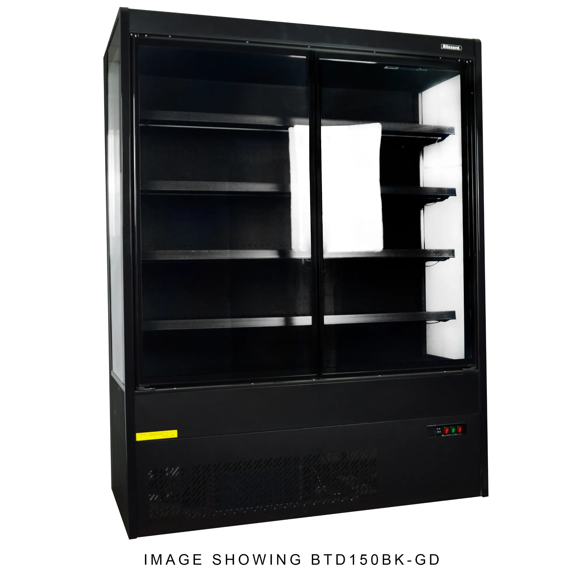 Picture of Blizzard BTD130BK-GD Black Tiered Display With Sliding Glass Doors