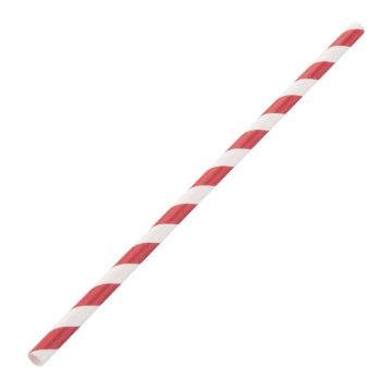 Picture of Fiesta Compostable Paper Straws Red Stripes (Pack of 250)