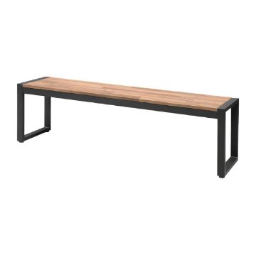 Picture of Bolero Acacia Wood and Steel Industrial Benches 1600mm (Pack of 2)