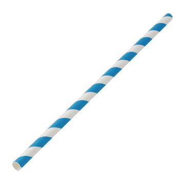 Picture of Utopia Biodegradable Paper Straws Blue Stripes (Pack of 250)