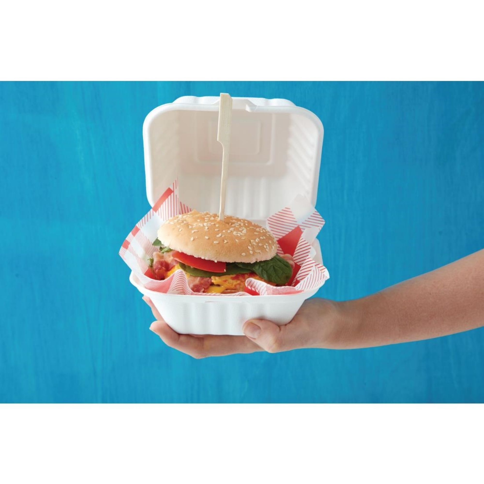 Picture of Fiesta Compostable Bagasse Burger Boxes with Side Ridges 152mm (Pack of 500)