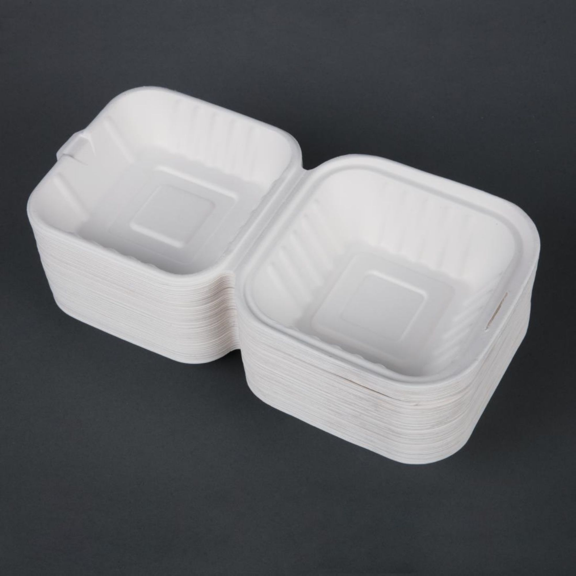 Picture of Fiesta Compostable Bagasse Burger Boxes with Side Ridges 152mm (Pack of 500)