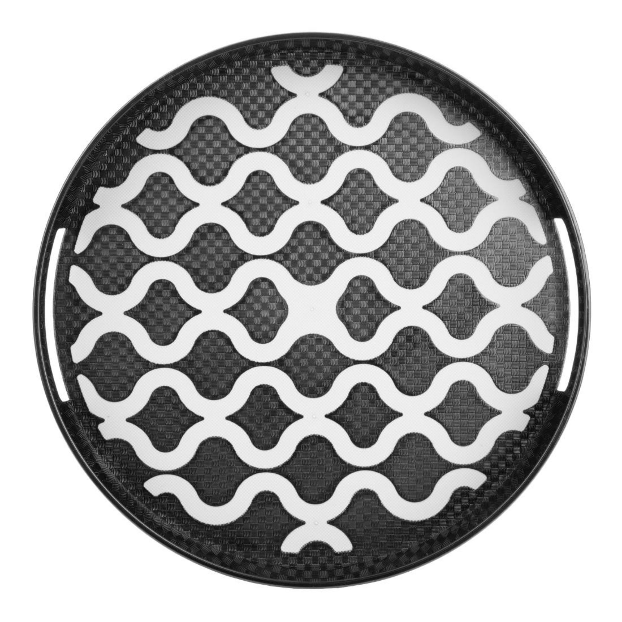 Picture of Olympia Kristallon Polycarbonate Round Non Slip Tray with Handles 300mm