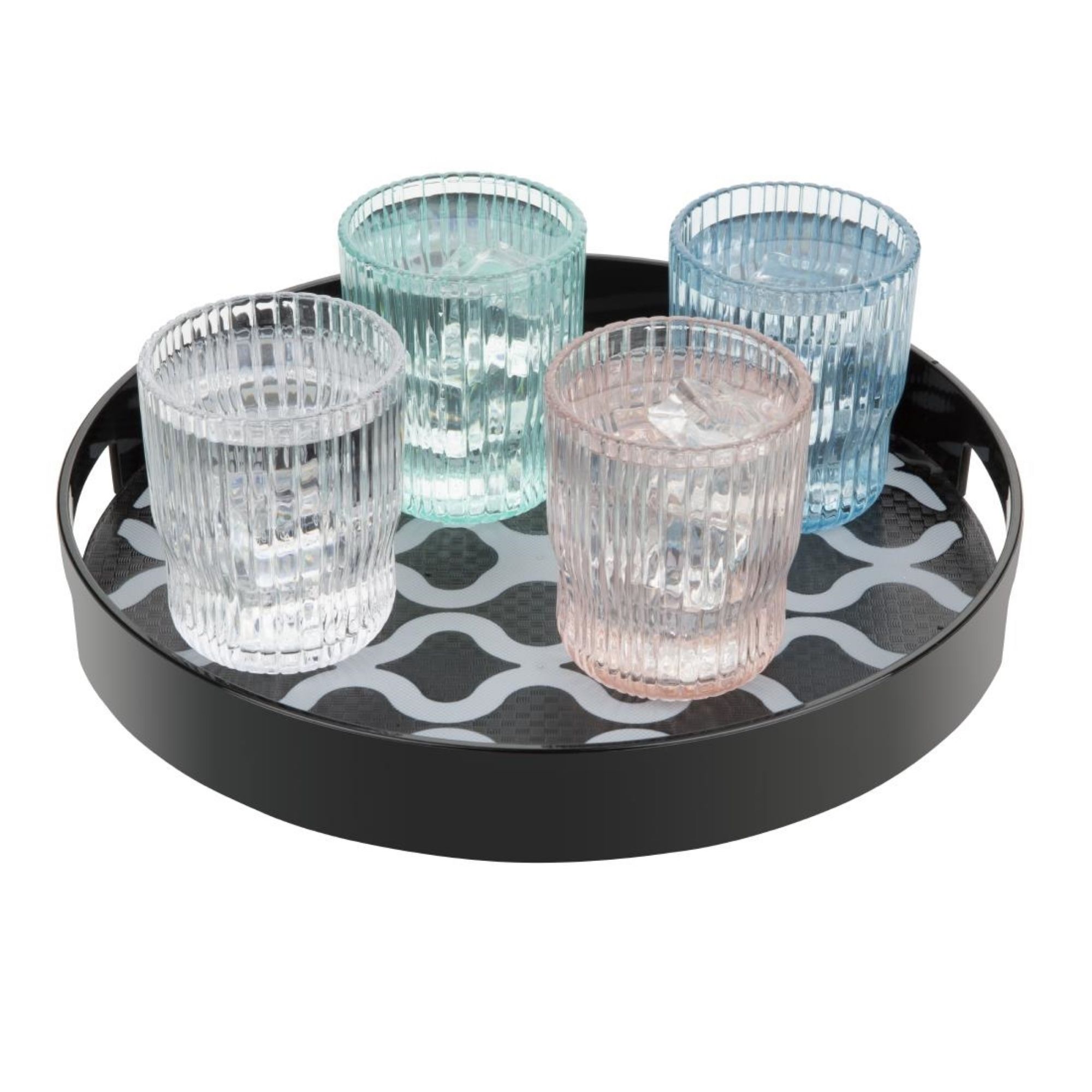 Picture of Olympia Kristallon Polycarbonate Round Non Slip Tray with Handles 300mm