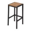 Picture of Bolero Black Steel & Acacia Wood Bar Stools (Pack of 2) - DS156