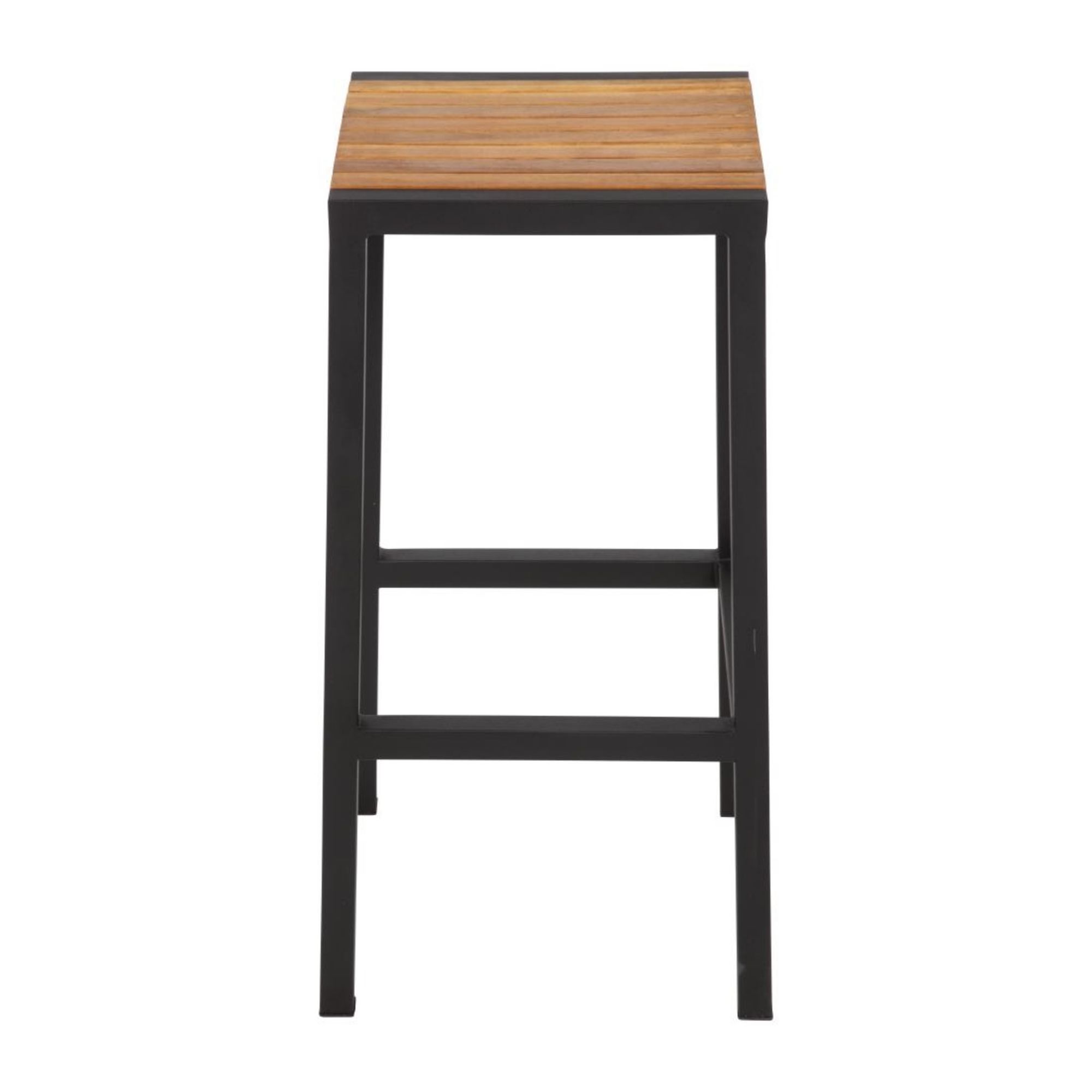 Picture of Bolero Black Steel & Acacia Wood Bar Stools (Pack of 2)