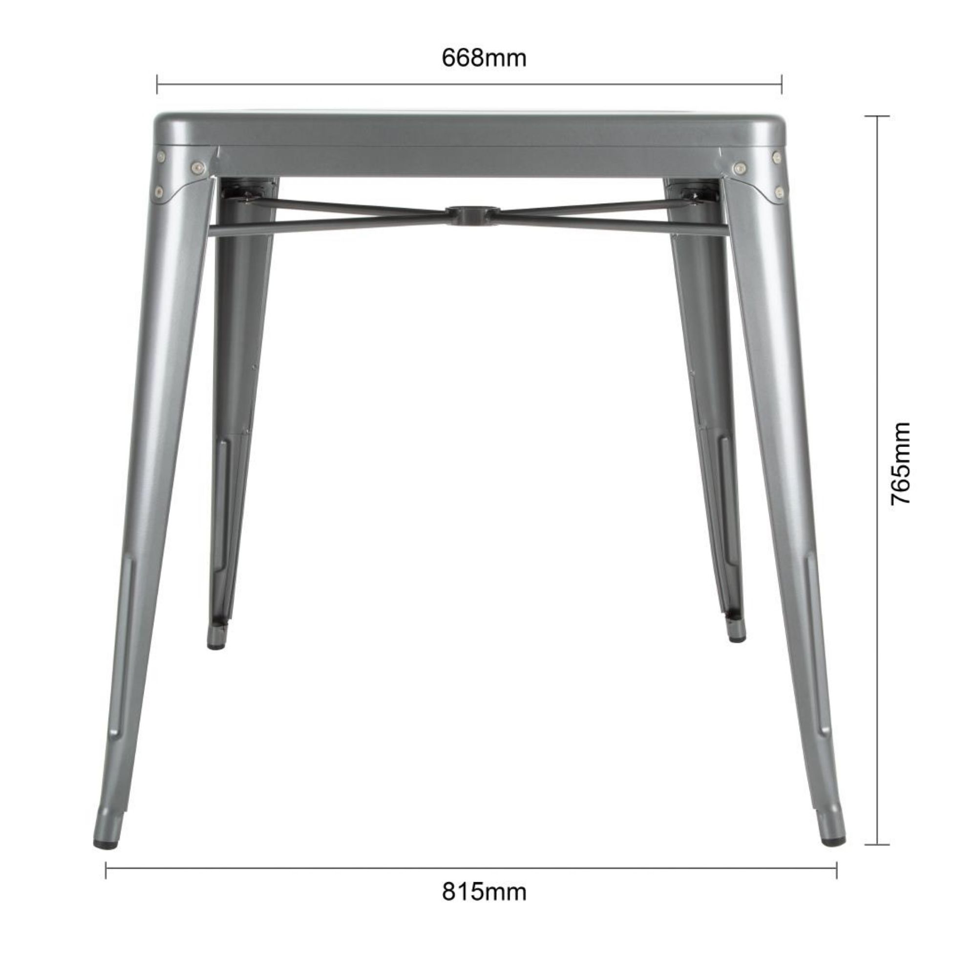 Picture of Bolero Bistro Square Steel Table Gun Metal 668mm