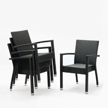 Picture of Bolero PE Wicker Armchairs Charcoal (Pack of 4)