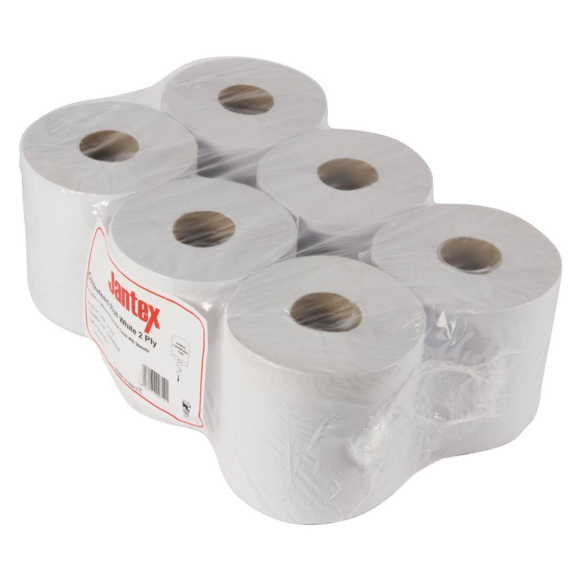 Picture of Jantex Centrefeed White Rolls 2-Ply 120m (Pack of 6)