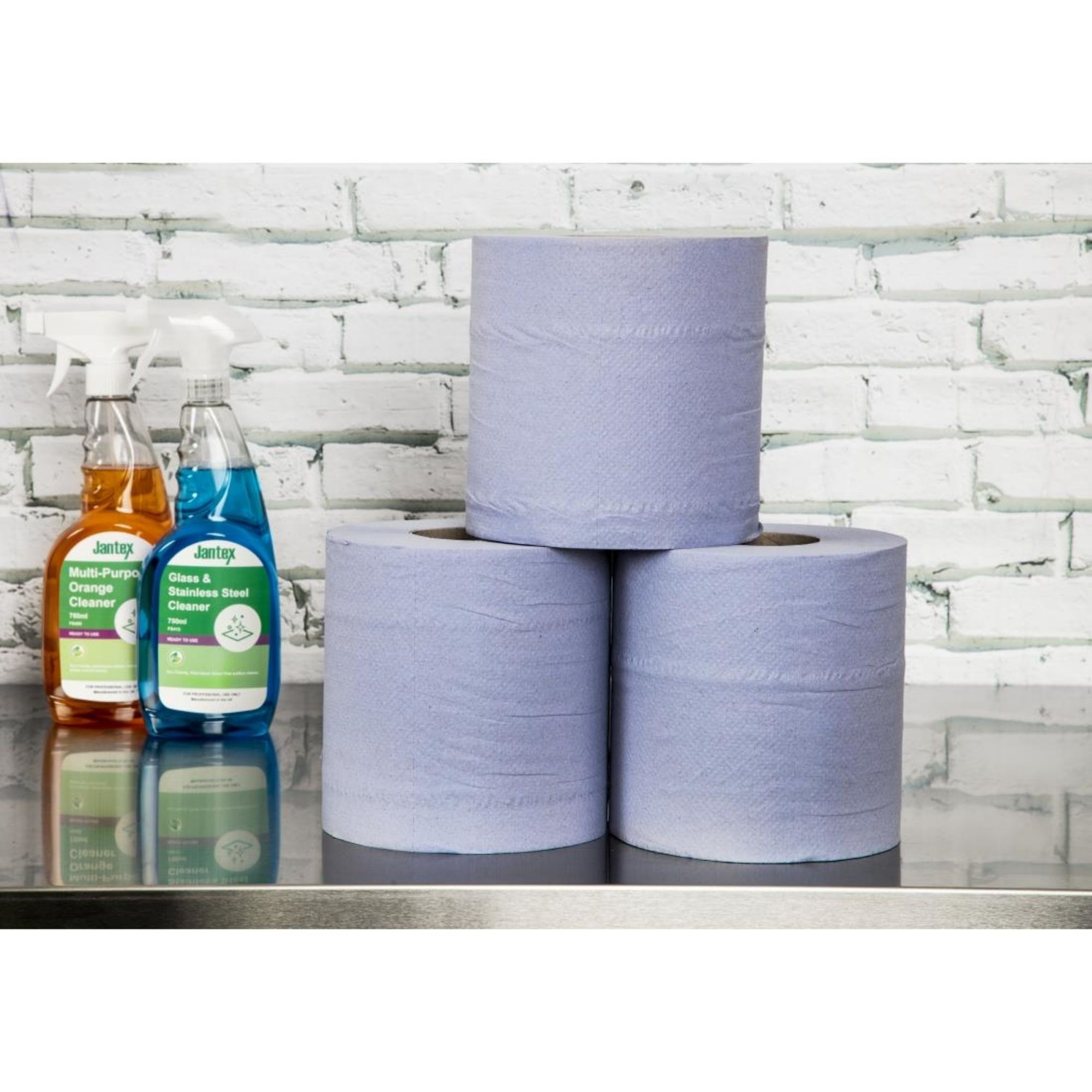 Picture of Jantex Centrefeed Blue Rolls 2-Ply 120m (Pack of 6)
