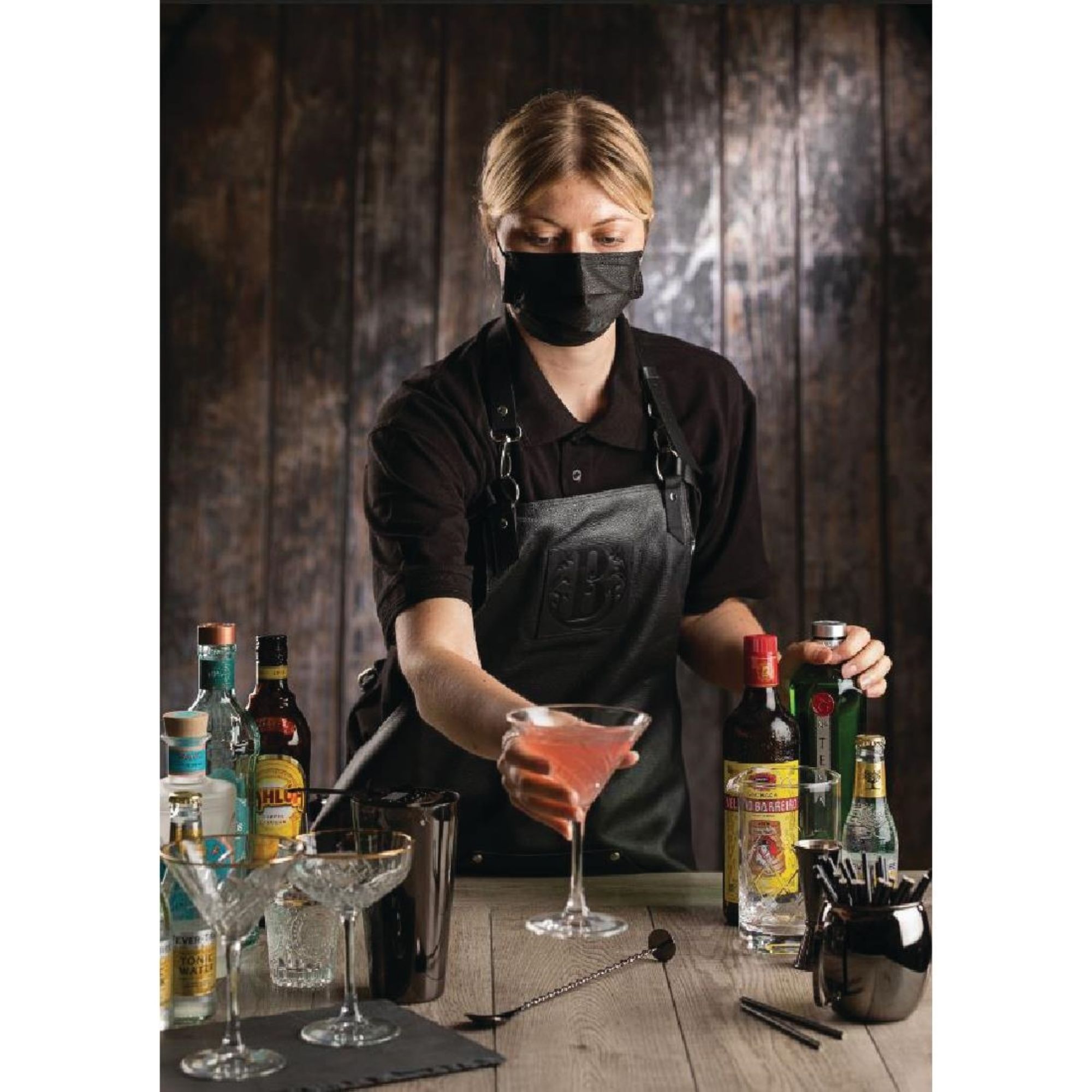 Picture of Black Type IIR Front of House Face Masks (50 Pack)