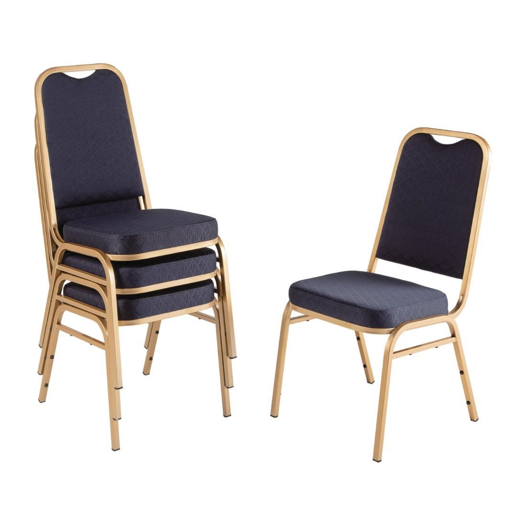 Picture of Bolero Square Back Banquet Chairs Blue & Gold (Pack of 4)