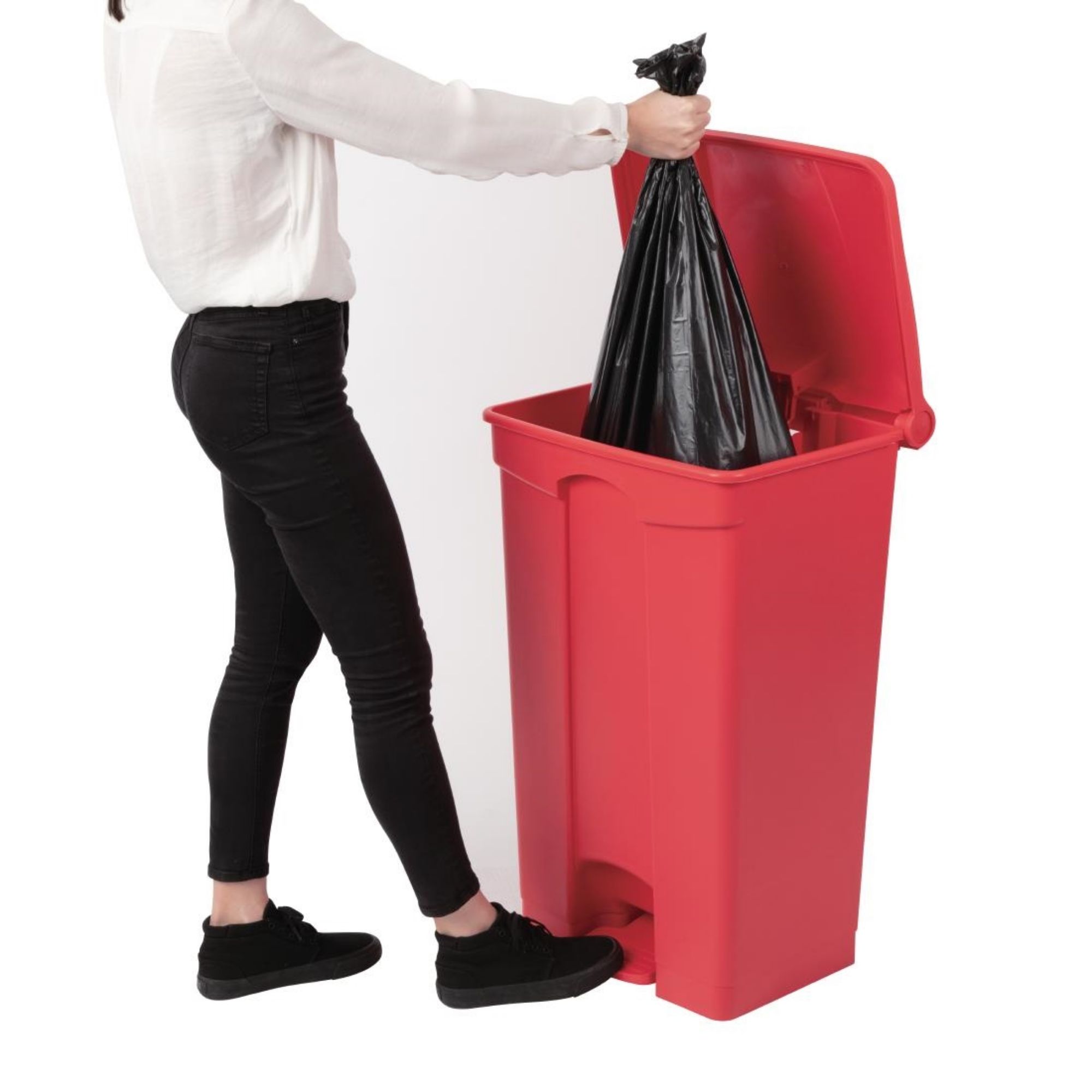 Picture of Jantex Kitchen Pedal Bin Red 87Ltr