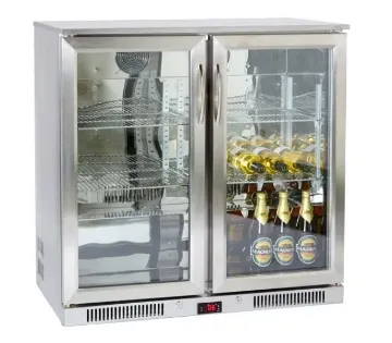 Picture of Economy Ecomy NT2ST-HC Stainless Steel Hinged Double Door Bottle Cooler 220 Litres