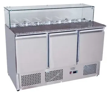 Picture of Ice-A-Cool ICE3864GR 3 Door Marble Top Saladette Counter 380 Litres
