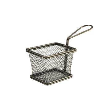 Picture of Black Serving Fry Basket Rectangular 10 x 8 x 7.5cm - Pack of 6
